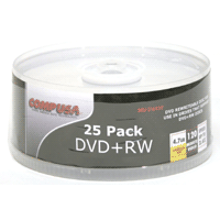 2.4x DVD+RW Media, 120 Minute / 4.7GB, 25 Pack