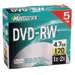 2x DVD-RW Media, 120 Minute / 4.7GB, Jewel Case, 5 Pack