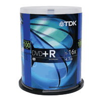 16x DVD+R Media, 120 Minute / 4.7GB, Spindle, 100 Pack